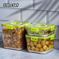 Air Tight BPA-Free Plastic Food Storage Containers – Pack of 3 with Time-Keeping Lids for Kitchen & Pantry