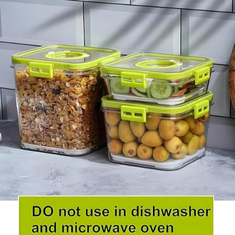 Air Tight BPA-Free Plastic Food Storage Containers – Pack of 3 with Time-Keeping Lids for Kitchen & Pantry
