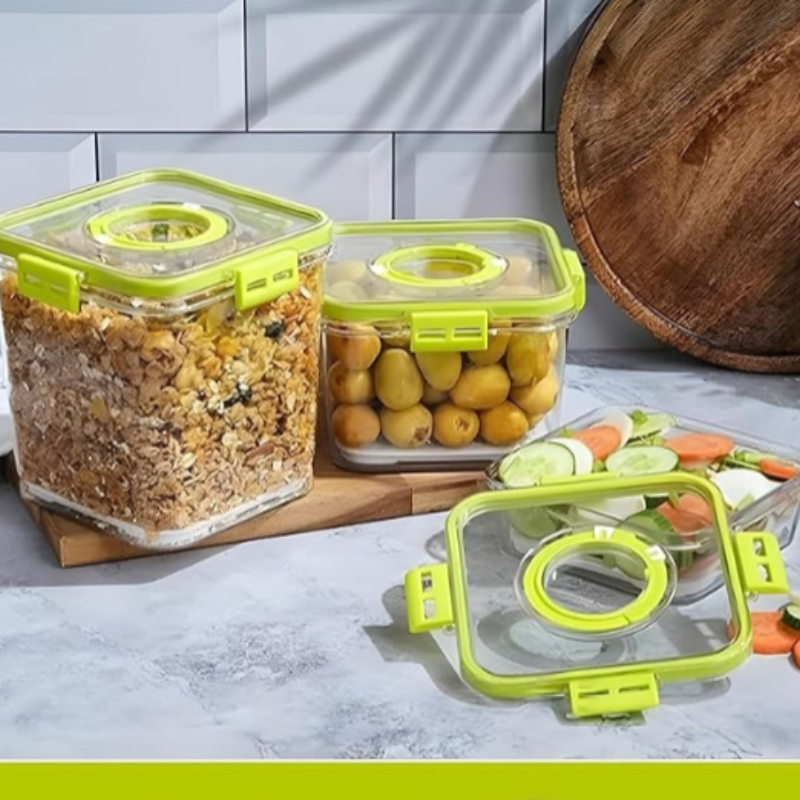 Air Tight BPA-Free Plastic Food Storage Containers – Pack of 3 with Time-Keeping Lids for Kitchen & Pantry