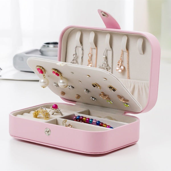 Large Capacity PU Leather Jewelry Organizer Box – Travel-Friendly Storage Case for Earrings, Rings, Necklaces & Bracelets (Random color-Pack of 1)