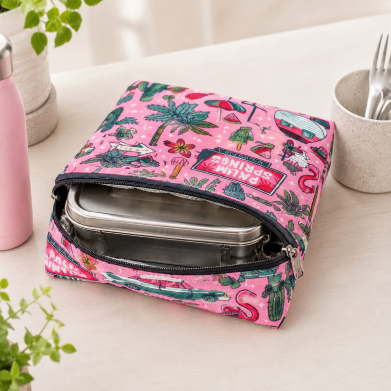 Big Thermal Lunch Pouch | Cotton Insulated Tiffin Cover Bag for Office & School