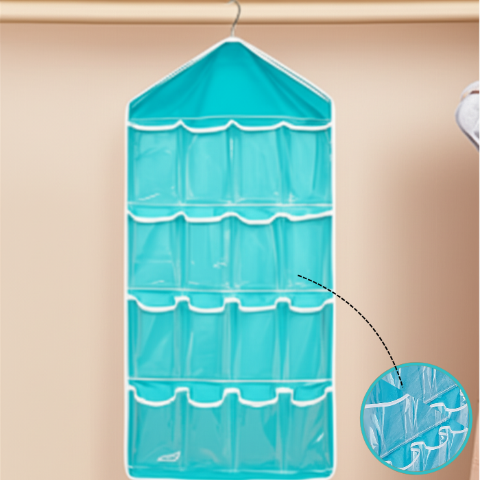 Premium 16 Pocket Hanging Wardrobe Organizer – Cupboard Storage for Socks, Lingerie & Clothes (Random color-Pack of 1)