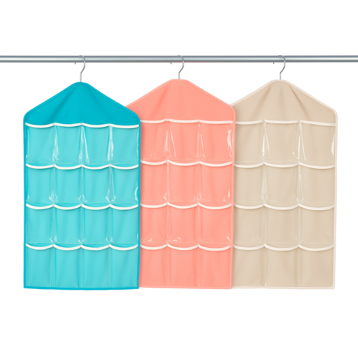 Premium 16 Pocket Hanging Wardrobe Organizer – Cupboard Storage for Socks, Lingerie & Clothes (Random color-Pack of 1)