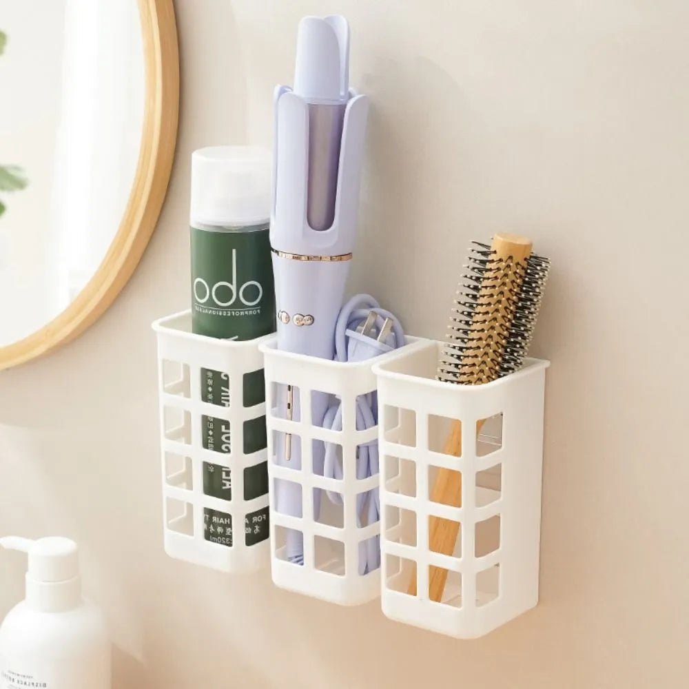 Wall-Mounted Bathroom Organizer Shelf (Grid Design) – Multi-Functional Storage Rack for Toiletries, Shampoo, and Accessories (Pack of 1)