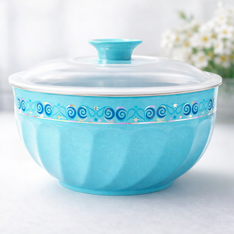 Festiva 1200ml Stainless Steel Bowl with Lid – Microwave-Safe Food Storage & Serving Bowl (Random Color-Pack of 1)