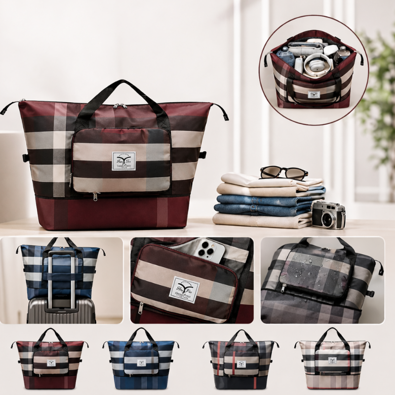 Foldable Travel Duffel Bag with Shoe Compartment | Large Capacity Hand Carry Duffle | Portable Travel Bag (Random Color-Pack of 1)