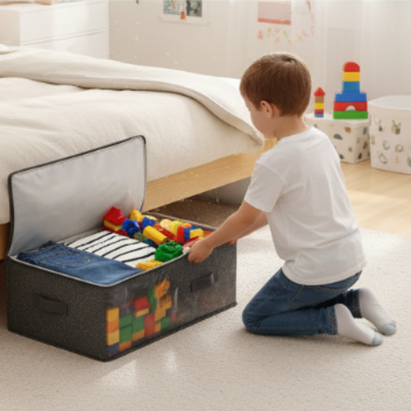 30L Large Capacity Canvas Storage Bag | Foldable Clothes & Blanket Organizer for Wardrobe, Bedroom & Travel (Random Color-Pack of 1)