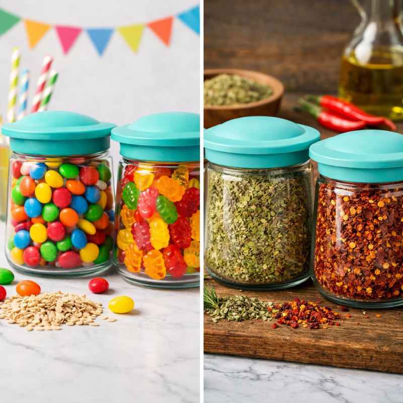 Airtight Storage Container Set (600ml) – Kitchen Storage Jars for Dry Foods with Lid (Random Color Lid -Pack of 2)