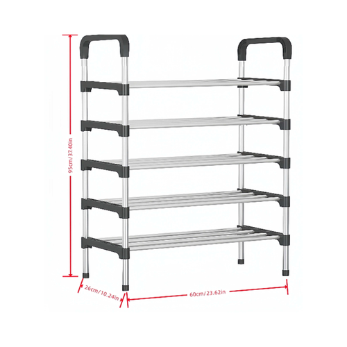 5-Layer Iron Alloy Shoe Organizer – Sturdy, Space-Saving Storage Shelf for Home, Closet & Entryway
