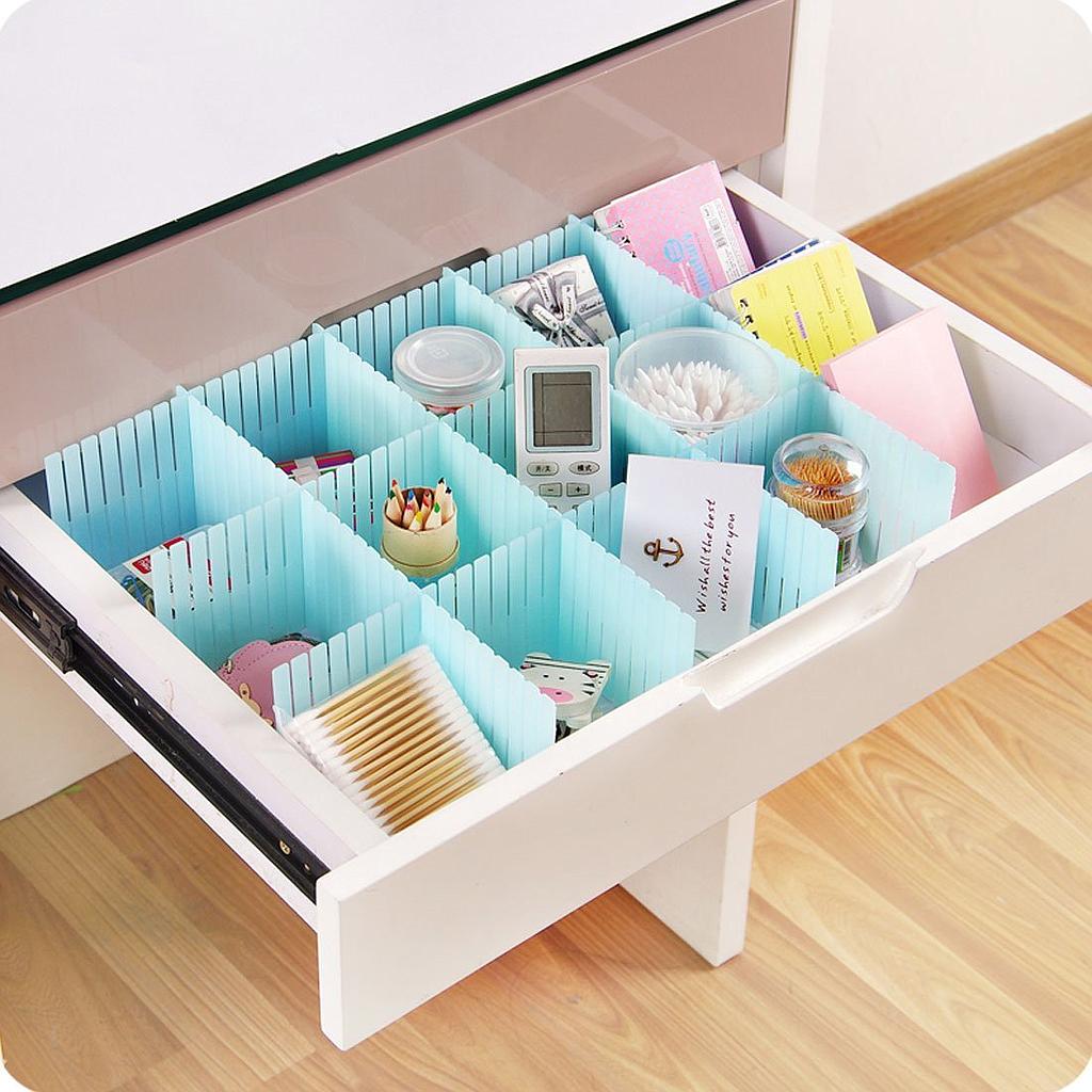 Drawer Organizer Divider Set of 6 – Adjustable Grid Partition for Makeup, Kitchen & Home Storage(Random color)