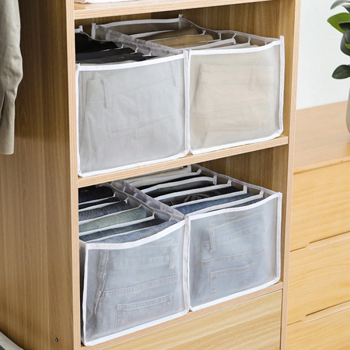 7 Compartment Transparent Clothes Storage Organizer – Heavy Duty Wardrobe Organizer for Shirts, Jeans & Folded Clothes (Pack of 1 )