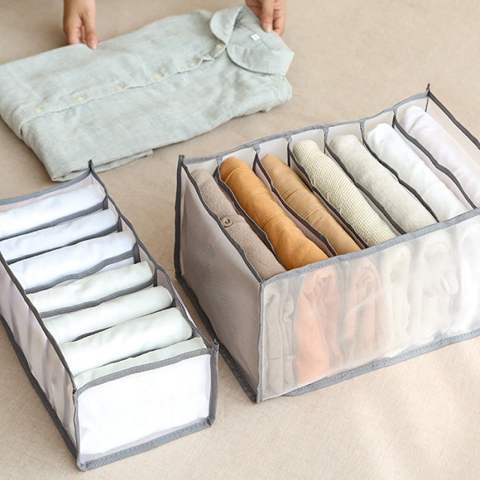 7 Compartment Transparent Clothes Storage Organizer – Heavy Duty Wardrobe Organizer for Shirts, Jeans & Folded Clothes (Pack of 1 )