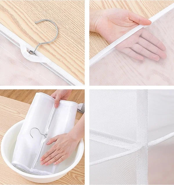 Transparent 6-Pocket Foldable Handbag Organizer – Dustproof Hanging Purse Cover for Wardrobe Storage
