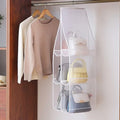 Transparent 6-Pocket Foldable Handbag Organizer – Dustproof Hanging Purse Cover for Wardrobe Storage