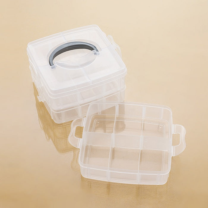 2-Layer 12-Grid Transparent Storage Box – Portable Detachable Organizer for Jewelry, Sewing, Buttons, Earrings, Hair Accessories & More (Pack of 1)
