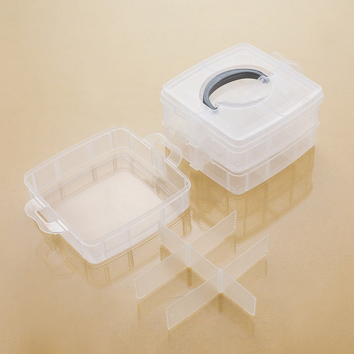 2-Layer 12-Grid Transparent Storage Box – Portable Detachable Organizer for Jewelry, Sewing, Buttons, Earrings, Hair Accessories & More (Pack of 1)
