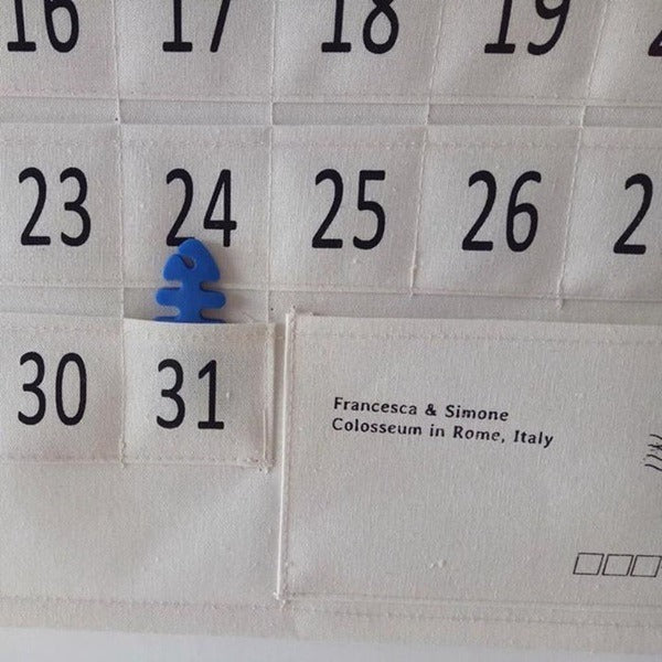 Wall Pocket Calendar Hanging Organizer – Monthly Day-Wise Planner with Clear Pockets for Saving Important Dates & Special Reminders