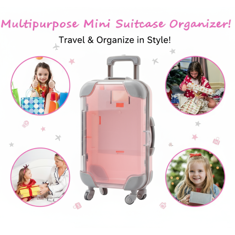 Cute Mini Suitcase Storage Box – Travel Organizer, Coin Bank & Gift Toy for Girls - Portable Cosmetic & Jewelry Holder