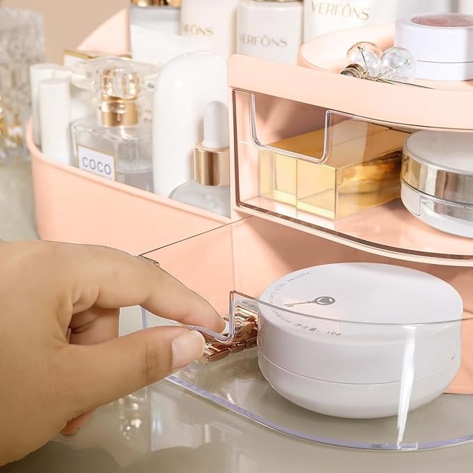 All-in-One Makeup Organizer with Storage Drawers – Desktop Vanity Box for Cosmetics, Skincare, Perfumes & Jewelry (Random Color)