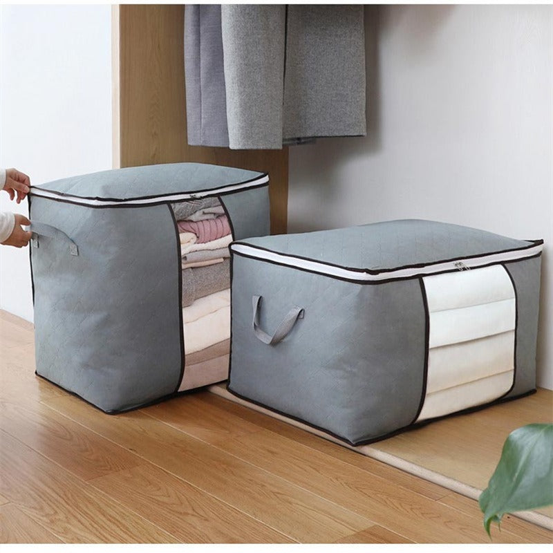 Vertical Quilt Storage Bag with Transparent Window – Foldable Organizer for Bedding & Winter Clothes (Pack of 1)