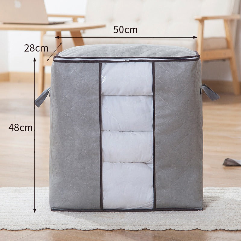 Vertical Quilt Storage Bag with Transparent Window – Foldable Organizer for Bedding & Winter Clothes (Pack of 1)