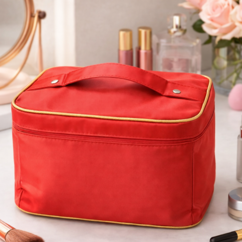 Portable Makeup & Toiletry Organizer Bag | Zipper Cosmetic Storage Pouch for Travel & Daily Use (Random Color-Pack of 1)