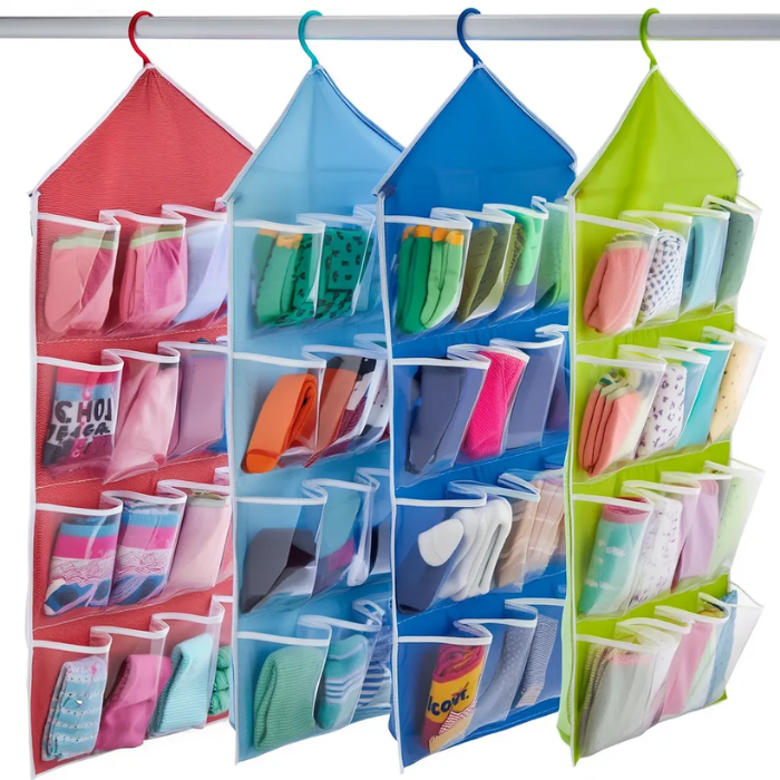 Premium 16 Pocket Hanging Wardrobe Organizer – Cupboard Storage for Socks, Lingerie & Clothes (Random color-Pack of 1)