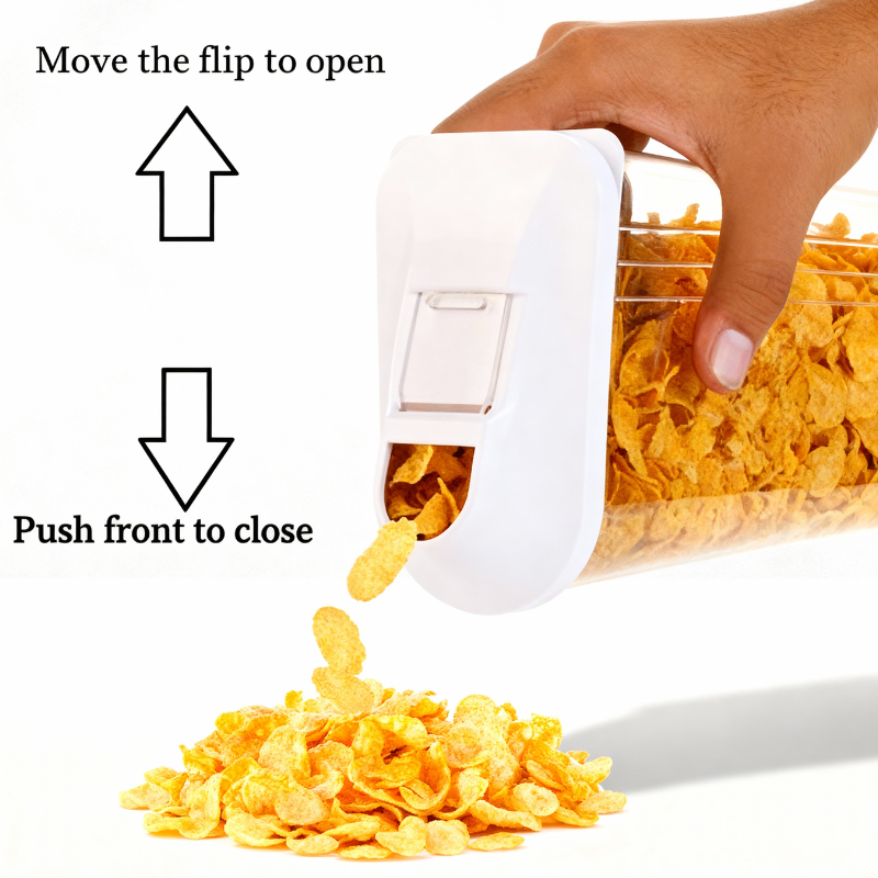 Anjani Smart Pour Airtight Cereal & Grain Storage Containers – Set of 2 Food Dispenser Boxes with Easy Pour Lid