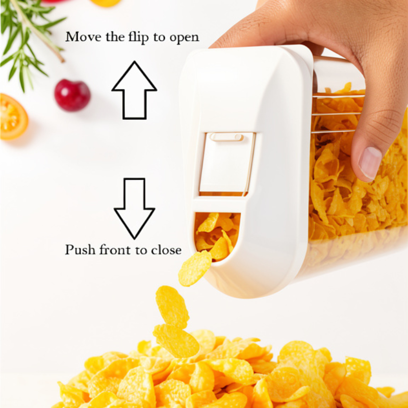 Plastic Kitchen Storage Jars with Easy-Flow Lids -Set of 6 – Airtight Containers for Spices, Grains, Snacks & Dry Food Storage