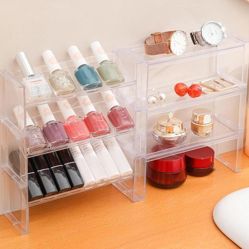 Display Shelf Stackable Holder – Desktop Organizer for Cosmetics, Office & Desk Accessories(Pack of 1)