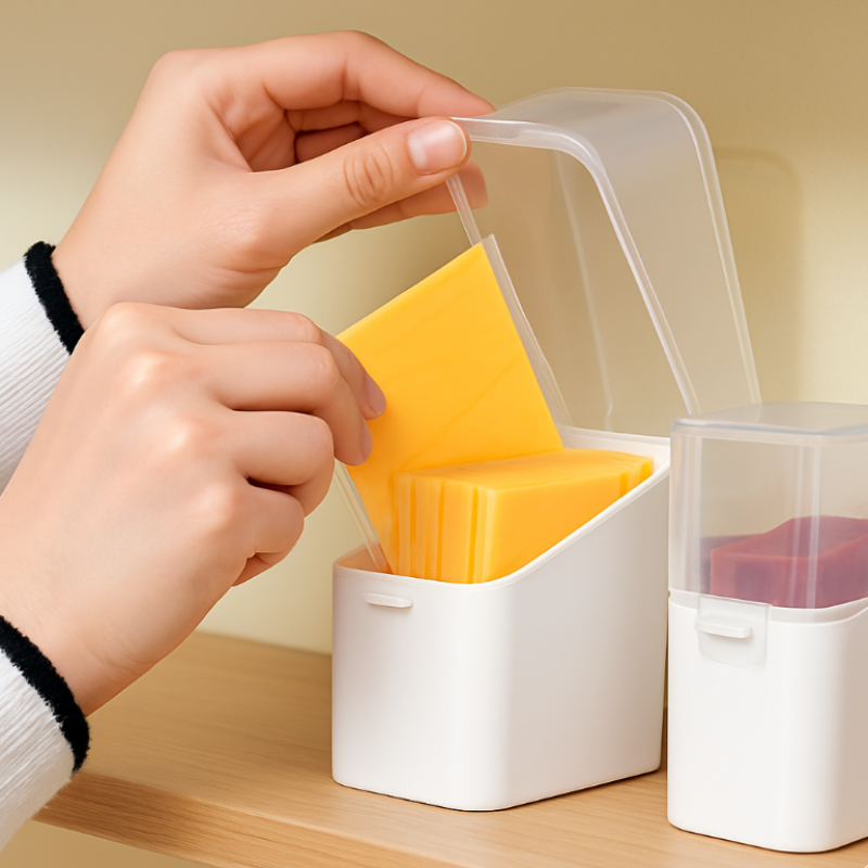 Sliced Cheese Container – Clear Food Grade Fridge Saver -Refrigerator Container (Pack of 1)