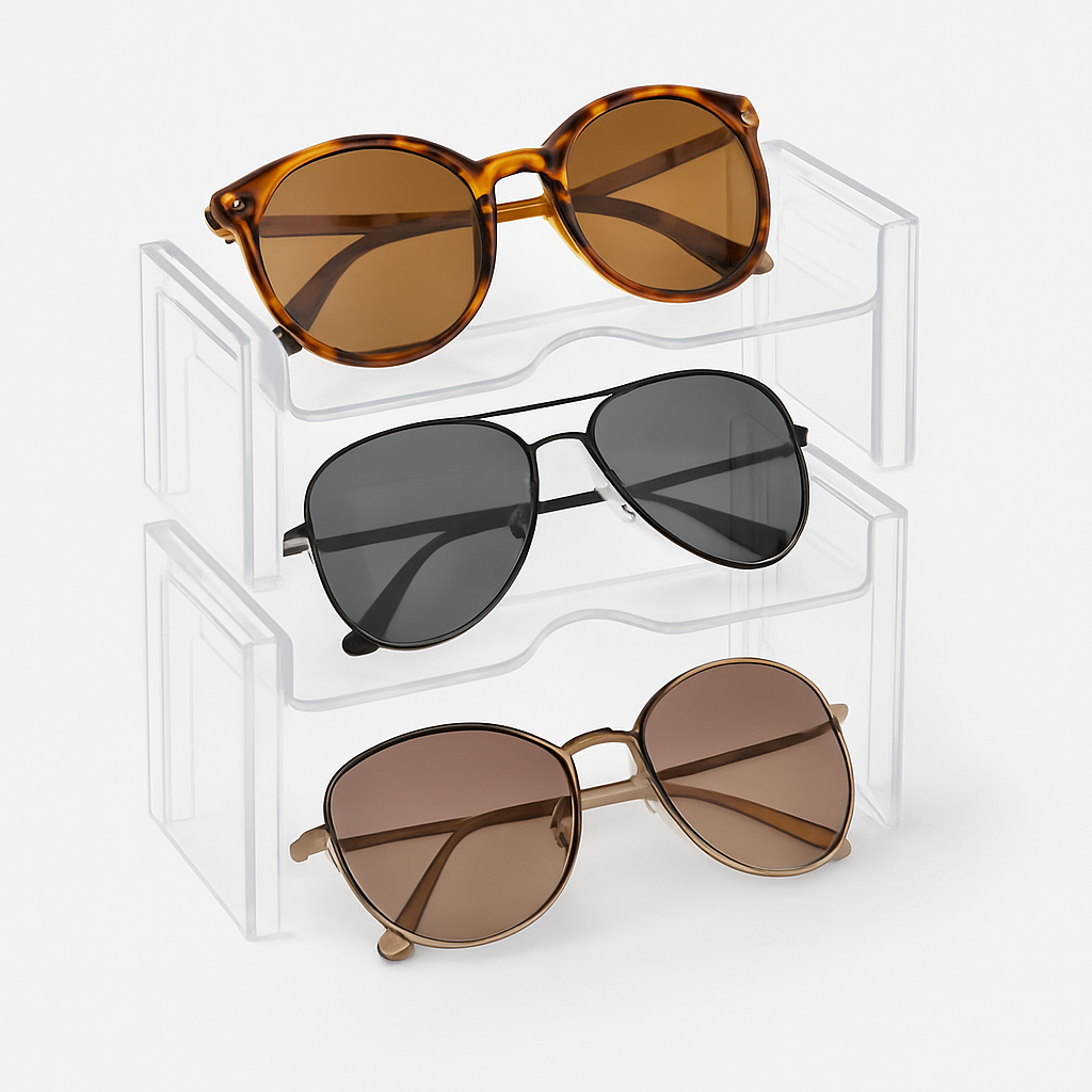 Transparent Sunglass Organizer – Eyeglass Storage Rack & Display Stand for Sunglasses, Spectacles & Eyewear (Pack of 2)