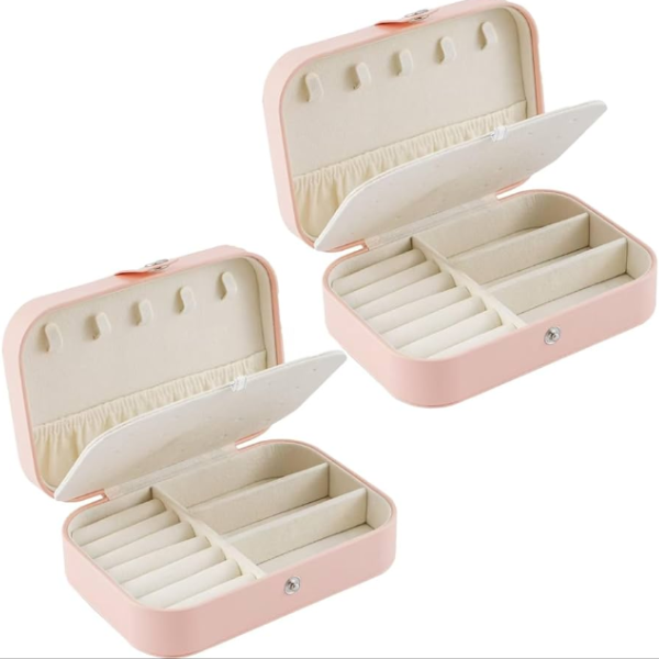 Large Capacity PU Leather Jewelry Organizer Box – Travel-Friendly Storage Case for Earrings, Rings, Necklaces & Bracelets (Random color-Pack of 1)