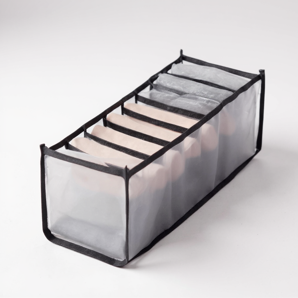 Mini 7-Compartment Underwear & Socks Organizer – Washable Drawer Storage Box for Closet & Wardrobe (Pack of 1)