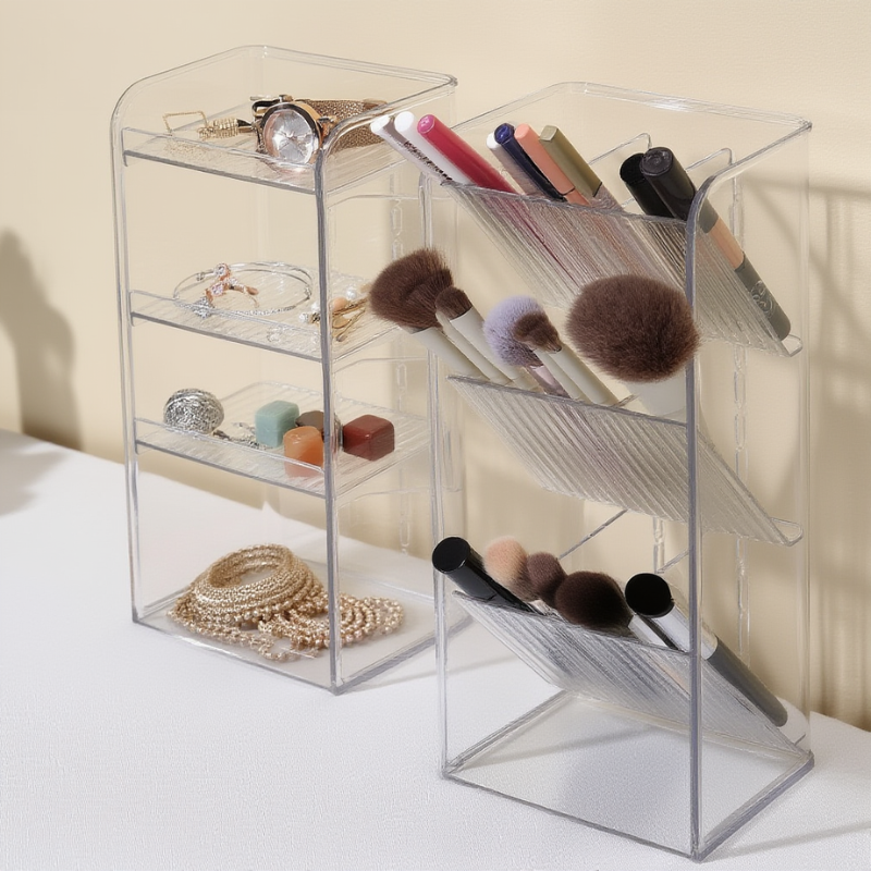 Multipurpose 3-Compartment Storage Box – Transparent Organizer for Home & Office