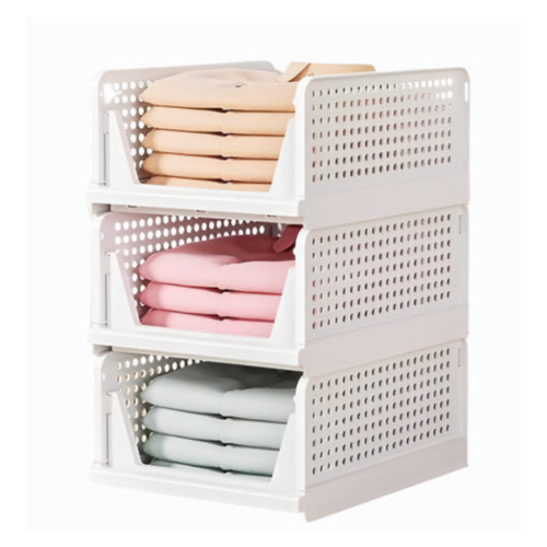 3-Layer Stackable Plastic Storage Organizer – Multipurpose Foldable Rack for Clothes, Toys & More