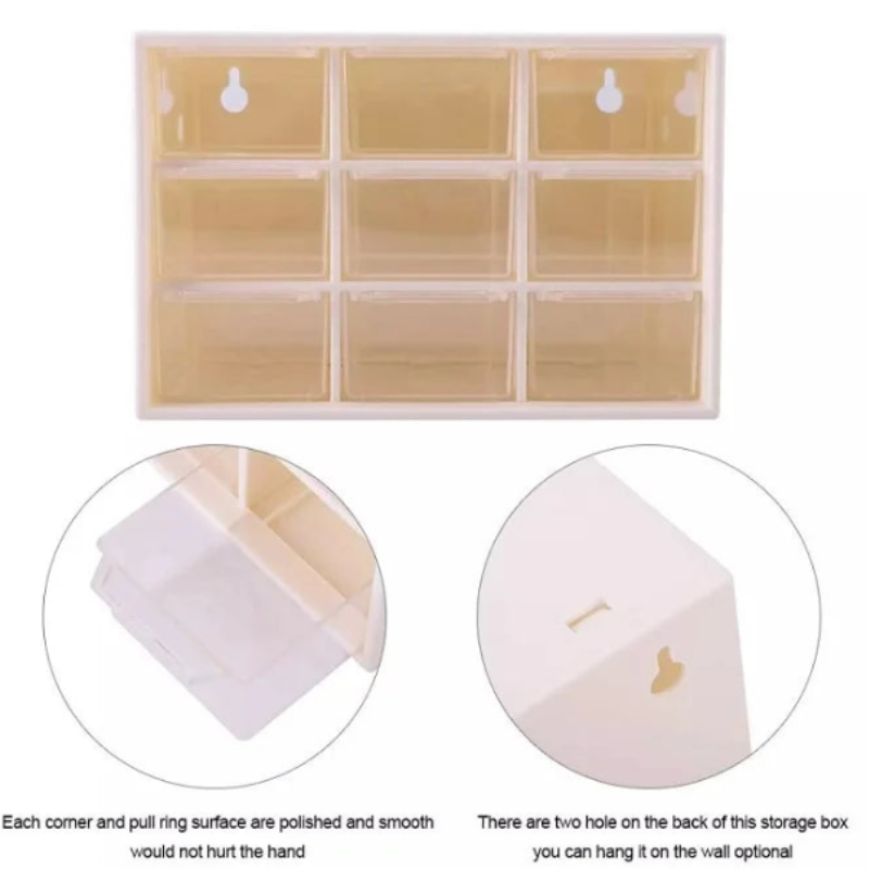 9-Drawer Storage Cabinet Organizer – Multi-Purpose Plastic Storage Unit (Random Color-Pack of 1)