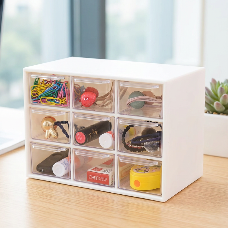 9-Drawer Storage Cabinet Organizer – Multi-Purpose Plastic Storage Unit (Random Color-Pack of 1)