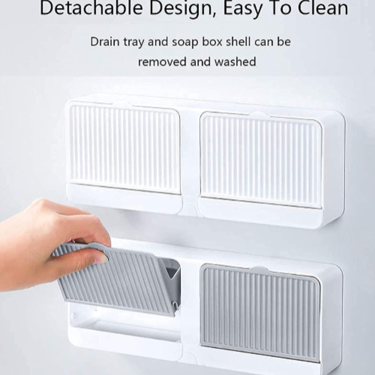 2 Grid Soap Tray Holder for Bathroom – Wall Mounted Soap Dish with Lid for Wash Basin (Random color-Pack of 1)