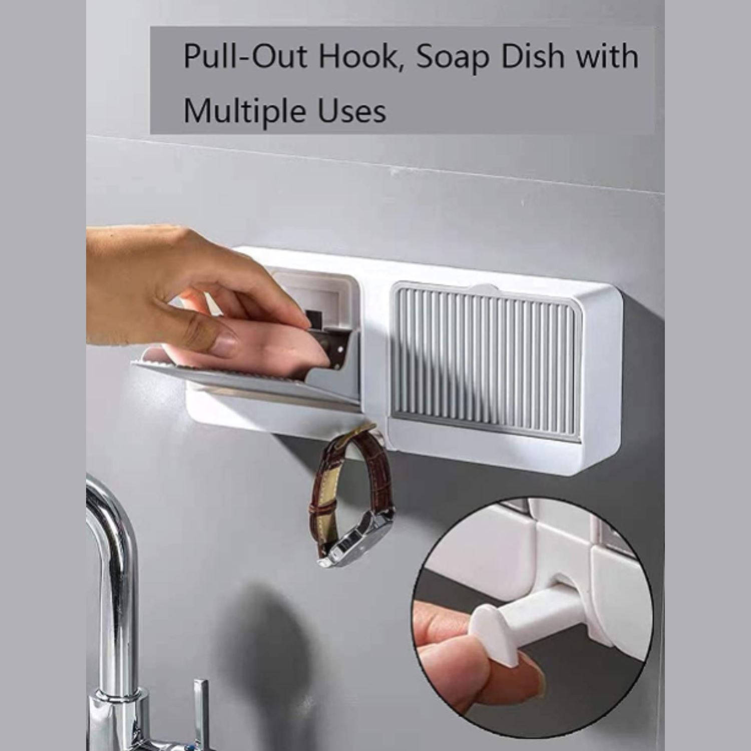 2 Grid Soap Tray Holder for Bathroom – Wall Mounted Soap Dish with Lid for Wash Basin (Random color-Pack of 1)