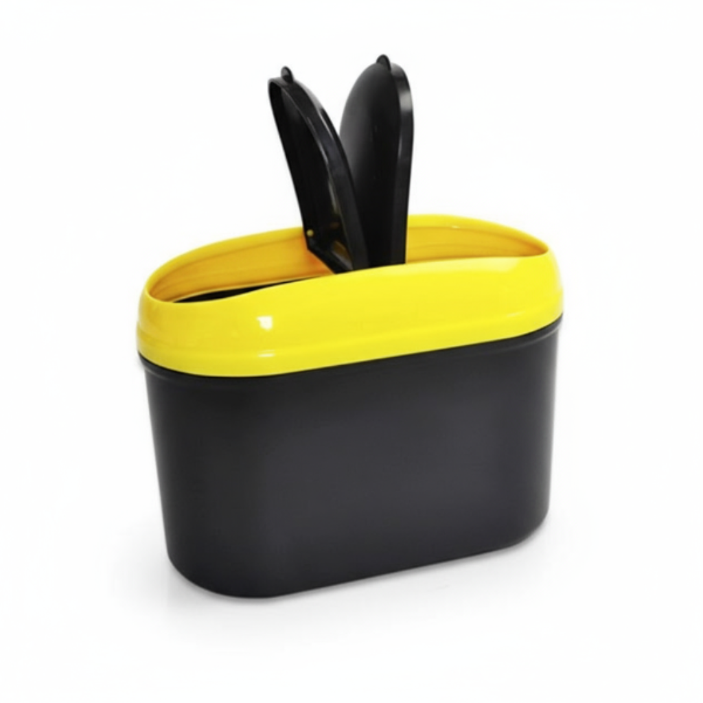 2-Way Lid Car Dust Bin – Multifunctional Garbage Organizer for Car & Vehicle (Random color-Pack of 1)