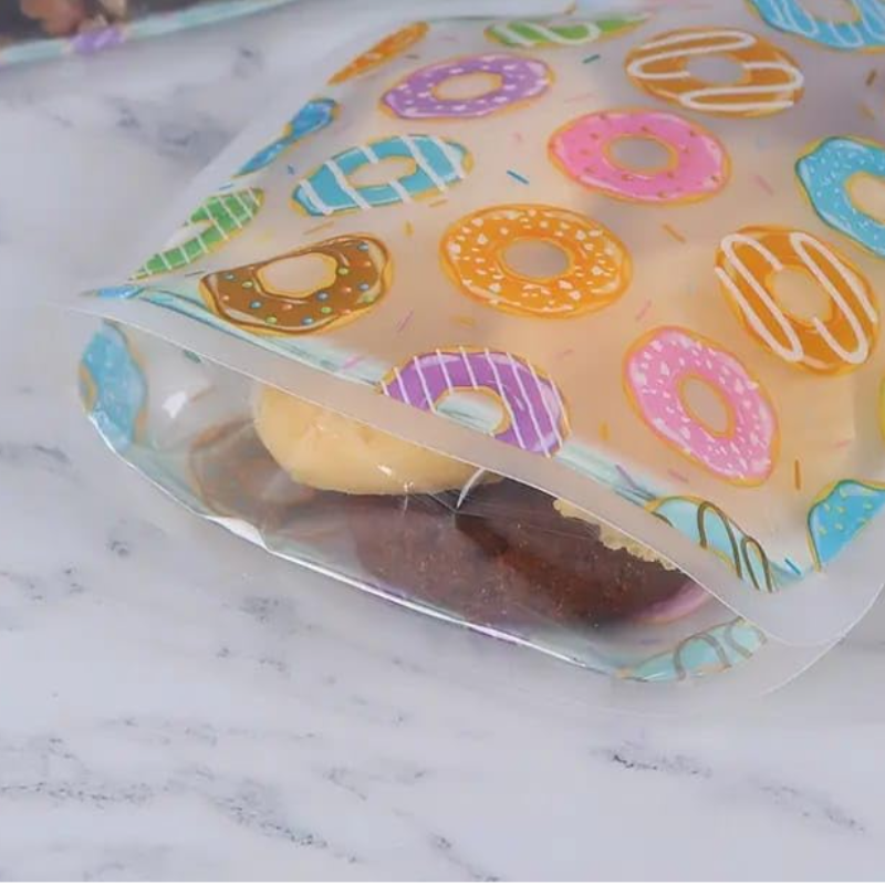 Jar-Shaped Ziplock Food Storage Bags – Airtight BPA-Free Snack & Dry Food Pouches with Donut Print (1 Big +1 Small Jar-Set of 2 PCs)