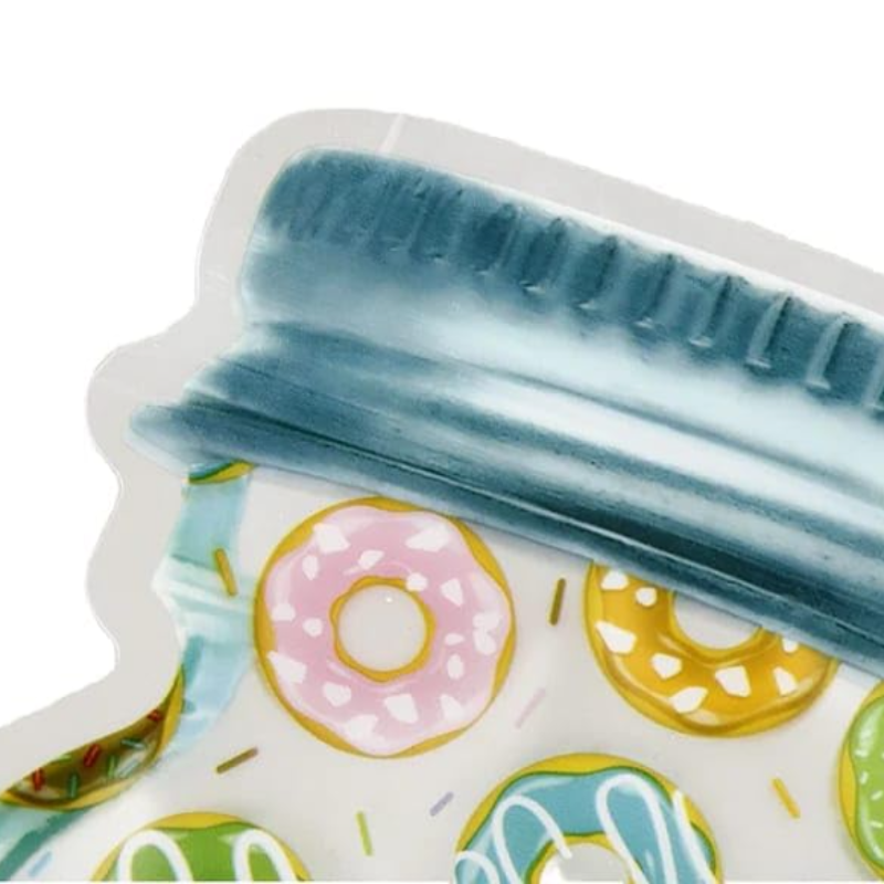 Jar-Shaped Ziplock Food Storage Bags – Airtight BPA-Free Snack & Dry Food Pouches with Donut Print (1 Big +1 Small Jar-Set of 2 PCs)