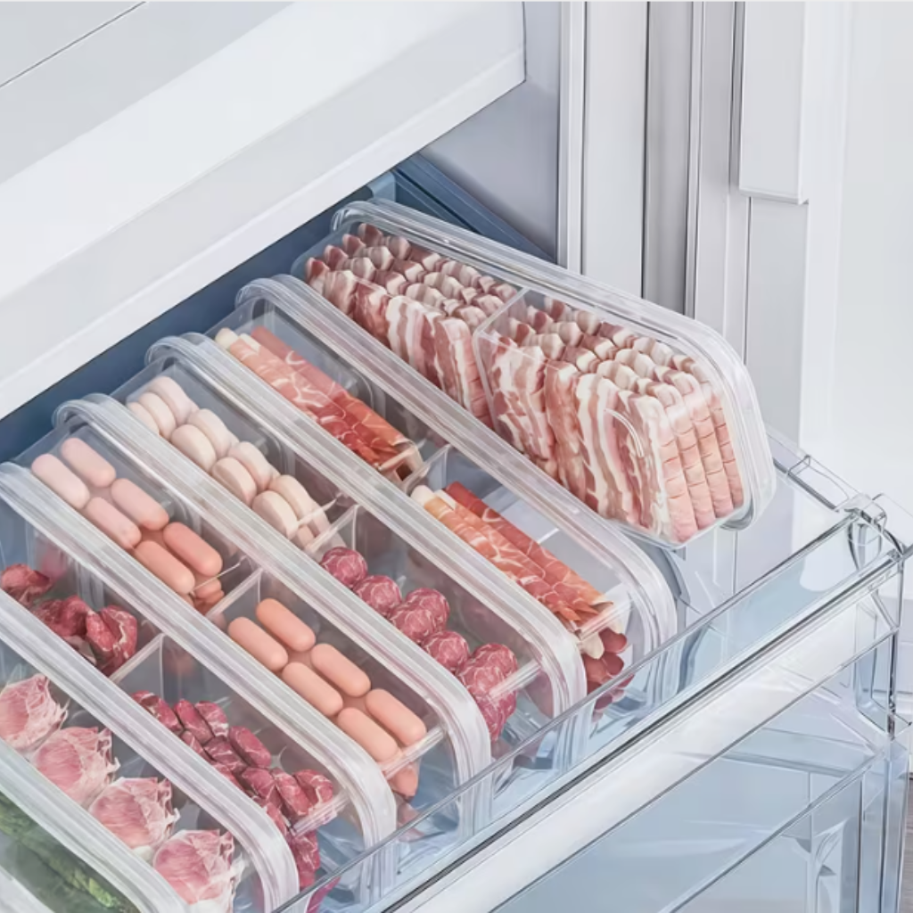 Leakproof PP Food Containers – 3 Compartment Lunch Boxes with Soft Seal Lids, Stackable Fridge Organizer (Pack of 1)