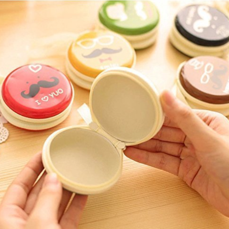 Small Round Cartoon Coin Pouch & Earphone Case – Cute Emoji & Popular Character Mini Zipper Pouch for Kids & Teen(Random Design-Pack of 1)