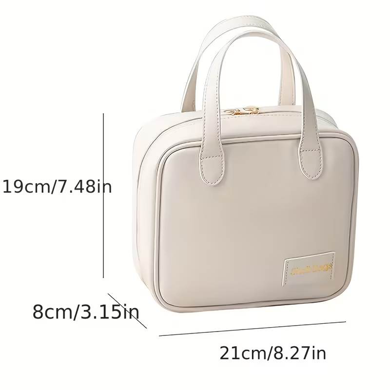 PU Makeup Bag Large Capacity – Travel Handheld Cosmetic & Toiletry Organizer for Women (Random color-Pack of 1)