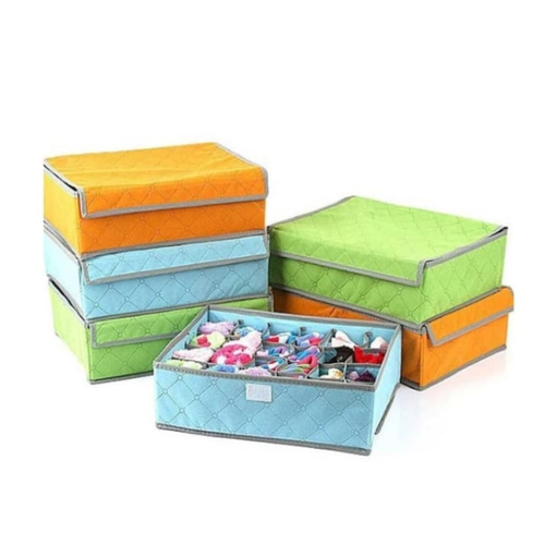 24 Grid Underwear & Socks Organizer Storage Box – Foldable Closet Drawer Divider for Clothes | Wardrobe Storage Box (Random Color- Pack of 1)