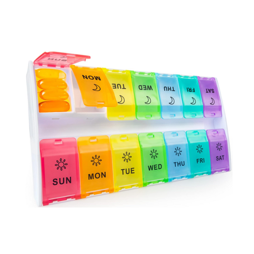 14 Days Weekly Pill Box – Portable Medicine Organizer with Daily Compartments