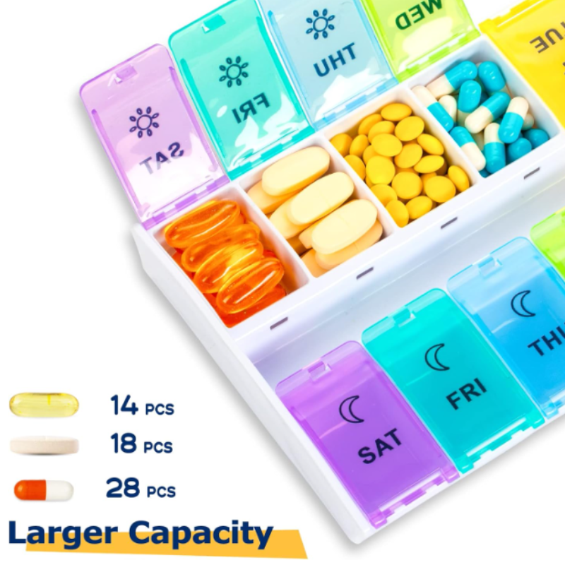14 Days Weekly Pill Box – Portable Medicine Organizer with Daily Compartments