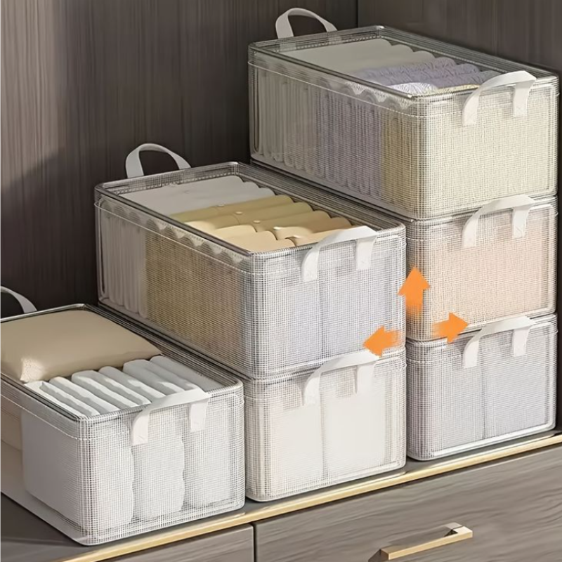 27L Transparent Storage Basket – Large Plastic Organizer for Clothes, Toys, Kitchen & Household Items(Pack of 1)
